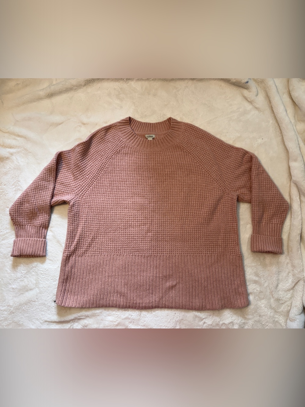 L.L. Bean Women's Waffle-Knit Crew Sweater - Rose NWOT